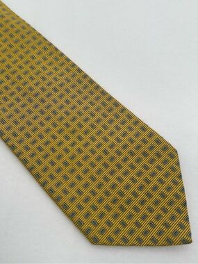 Brooks Brothers Makers and Merchants Silk Tie Yellow Geometric Rectangle Classic